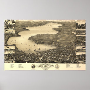  kaart bij het meer van Genève Poster