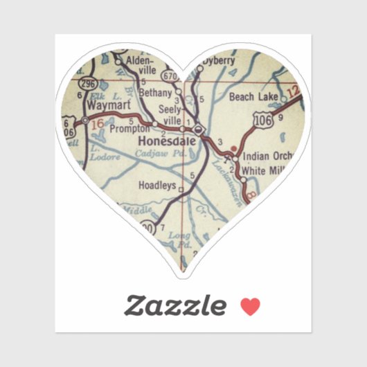  kaart bij Honesdale PA Sticker (Vel)