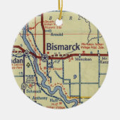  kaart Bismarck ND Keramisch Ornament (Voorkant)