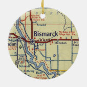 kaart Bismarck ND Keramisch Ornament (Achterkant)