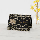 Kaart Black Pearls Bow Best Wish of Birthday (Gele Bloem)