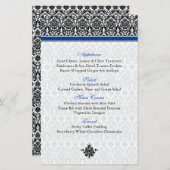 Kaart Blauw, zwart, wit menu Damask (Voorkant / Achterkant)