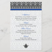 Kaart Blauw, zwart, wit menu Damask (Voorkant)