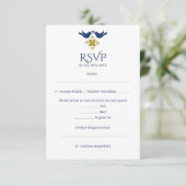 Kaart Blauwe en goudvogels Mexicaans huwelijk RSVP (Staand voorkant)