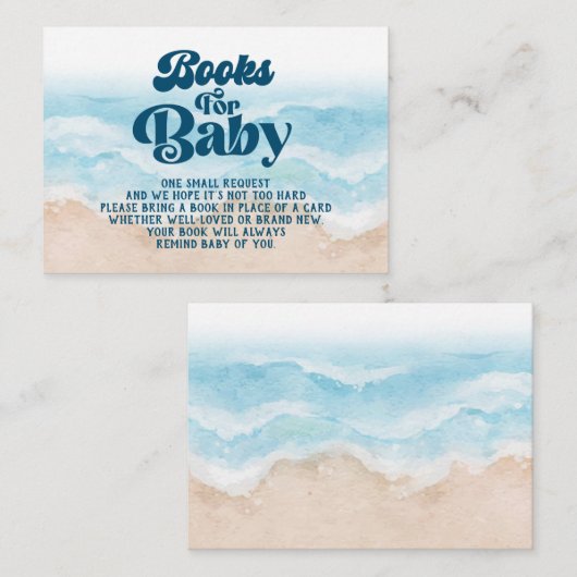 Kaart Blauwe Retro Beach Book Request Enclosure (Voorkant / Achterkant)