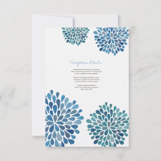 Kaart blauwe Waterverf Dahlias (Achterkant)