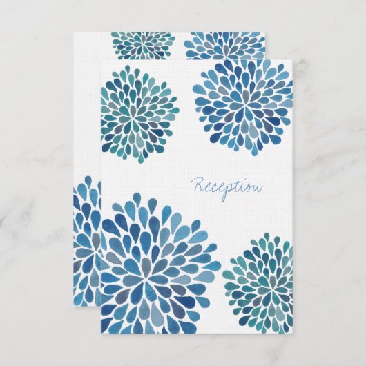 Kaart blauwe Waterverf Dahlias (Voorkant / Achterkant)