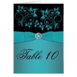 Kaart blauwgroen- en zwarte Floral-tabelnummer