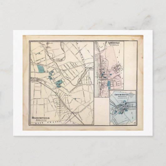 Kaart, Bloomfield, Vintage van New Jersey Briefkaart (Voorkant)