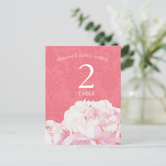 Kaart Blush Pony Pink Wedding Table Number (Staand voorkant)