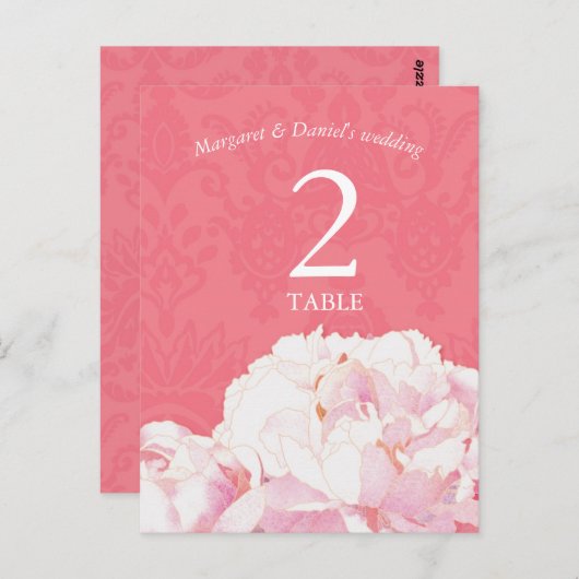 Kaart Blush Pony Pink Wedding Table Number (Voorkant / Achterkant)