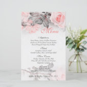 Kaart  Blush roze Rose Wedding Menu (Staand voorkant)