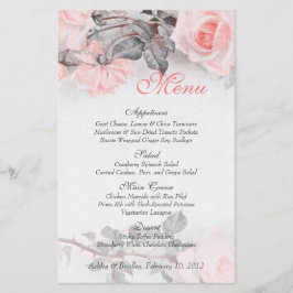 Kaart  Blush roze Rose Wedding Menu