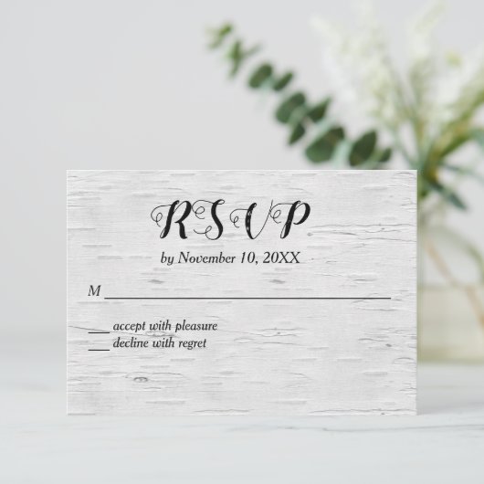 Kaart Boom-boomstam Hart Wedding RSVP (Staand voorkant)