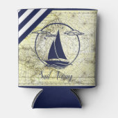 Kaart/boot/silhouet/zeilboot weg/marine blikjeskoeler (Voorkant)