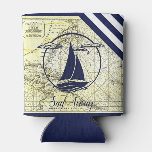 Kaart/boot/silhouet/zeilboot weg/marine blikjeskoeler (Achterkant)