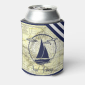 Kaart/boot/silhouet/zeilboot weg/marine blikjeskoeler (Blikje Achterkant)