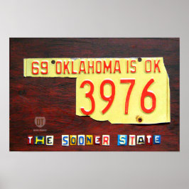 Kaart Bord Oklahoma licentie Afdrukken Poster