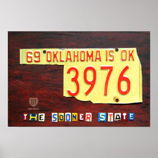 Kaart Bord Oklahoma licentie Afdrukken Poster (Voorkant)