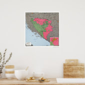 Kaart Bosnië en Herzegovina - 1995 Poster (Keuken)