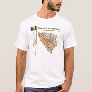 Kaart Bosnië en Herzegovina + vlag + titel T-shirt