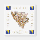 Kaart Bosnië-Herzegovina + Flags Magnet (Voorkant)