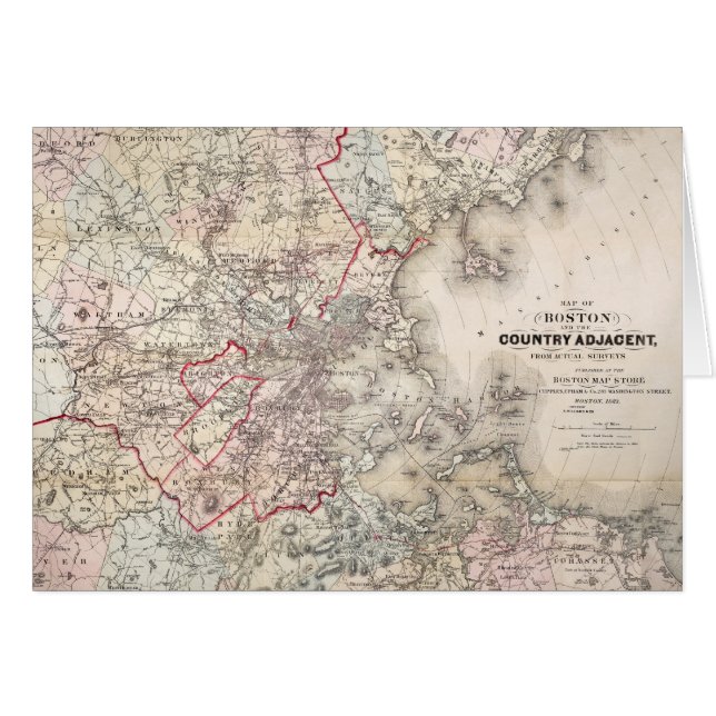 Kaart: Boston, 1883 (Voorkant Horizontaal)