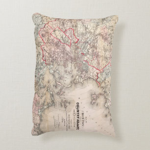 Kaart: Boston, 1883 Accent Kussen