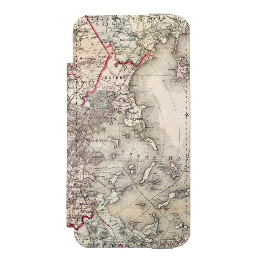 Kaart: Boston, 1883 Incipio iPhone Portemonnee Hoesje (Voorkant Agenda)