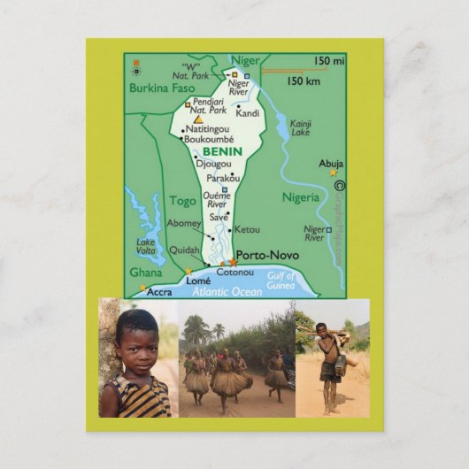 Kaart Briefkaart Benin (Voorkant)