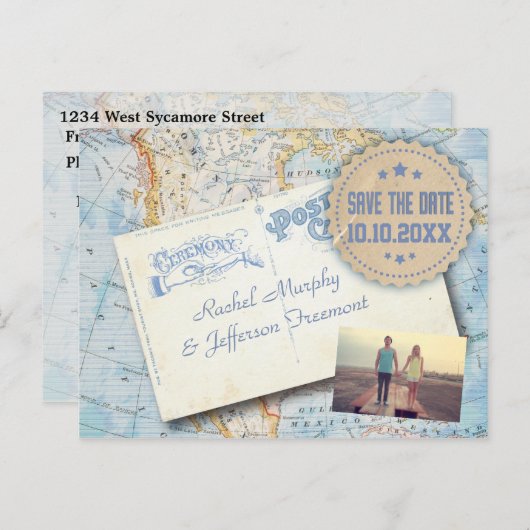  kaart & Briefkaart bruiloft Save the date (Voorkant / Achterkant)