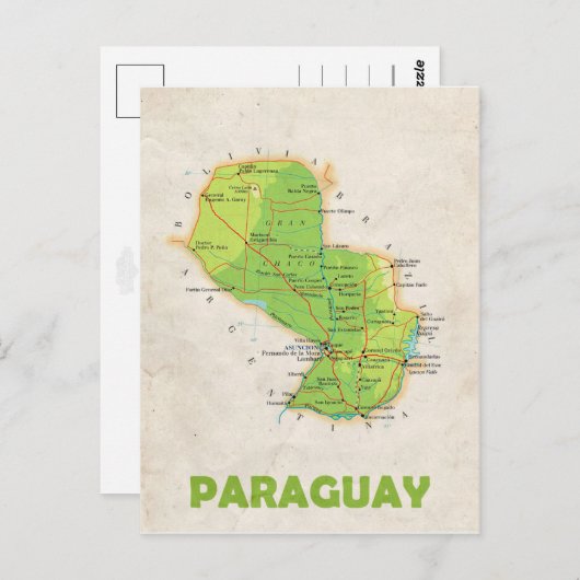 KAART BRIEFKAARTEN ♥ Paraguay (Voorkant / Achterkant)