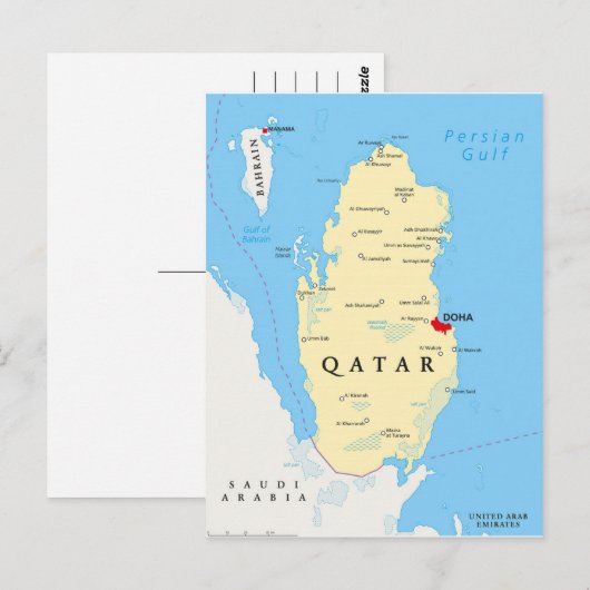 KAART BRIEFKAARTEN ♥ Qatar (Voorkant / Achterkant)