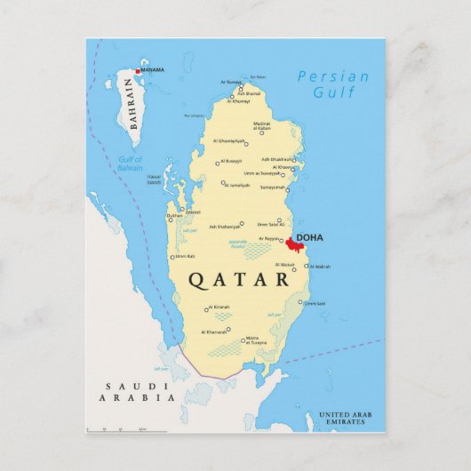 KAART BRIEFKAARTEN ♥ Qatar (Voorkant)
