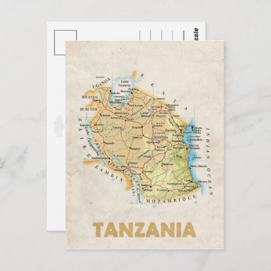 KAART BRIEFKAARTEN ♥ Tanzania (Voorkant / Achterkant)