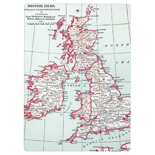 KAART: BRITISH ISLES, c1890 Klembord (Achterkant)