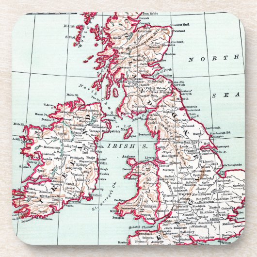 KAART: BRITISH ISLES, c1890 Onderzetter (Voorkant)