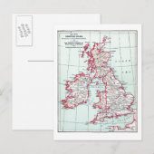 KAART: BRITSE ISLES, c1890 Briefkaart (Voorkant / Achterkant)