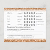 Kaart brochure koper Glitter Dog Grooming Report (Achterkant)