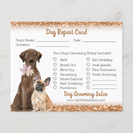 Kaart brochure koper Glitter Dog Grooming Report