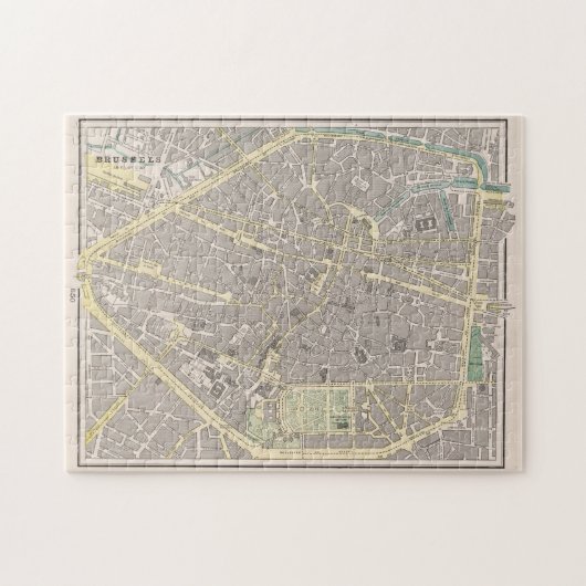 kaart Brussel België (1901) Legpuzzel (Horizontaal)