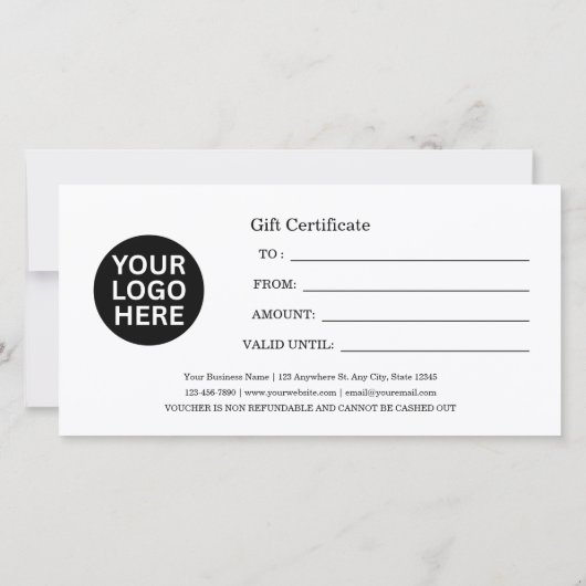 Kaart cadeaubon voor kleine bedrijven (Achterkant)