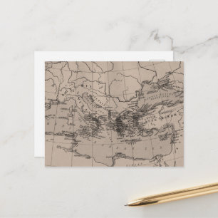 Kaart, cartografie, geografische ligging, mediterr briefkaart