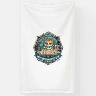 Kaart Cartografie Kat Grappige Kat Liefhebber Ontw Spandoek