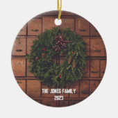 Kaart Catalogus met krans - Personaliseren Keramisch Ornament (Voorkant)