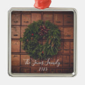 Kaart Catalogus met krans - Personaliseren Metalen Ornament (Voorkant)