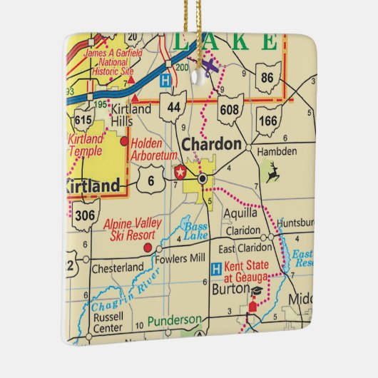  kaart Chardon Ohio Keramisch Ornament (Rechts)