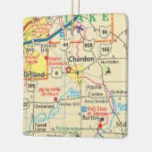 kaart Chardon Ohio Keramisch Ornament (Links)