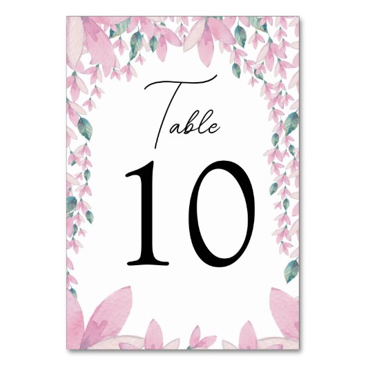 Kaart Charming Pink Wisteria Table Number (Voorkant)