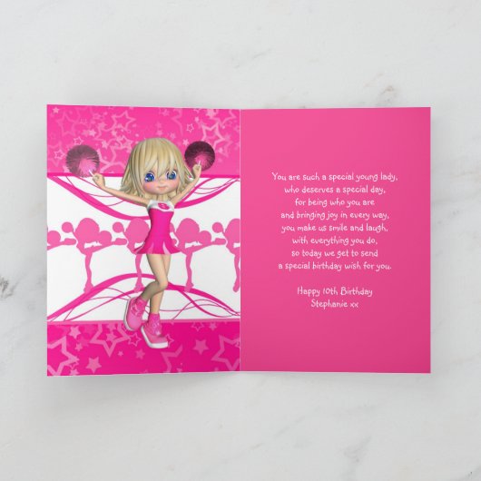Kaart Cheerleader van de Verjaardag van Stephanie (Binnen)